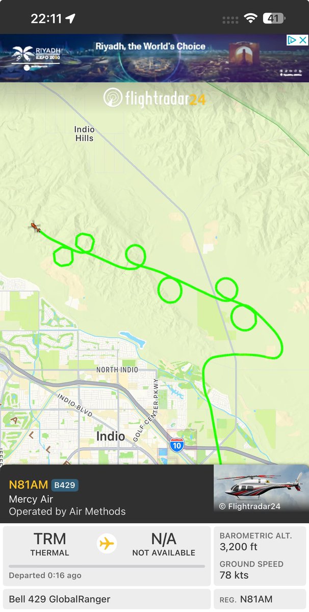 Benoitclair's tweet image. What are you playing in #PalmSprings area tonight #airmethods #MercyAir N80 AM…?