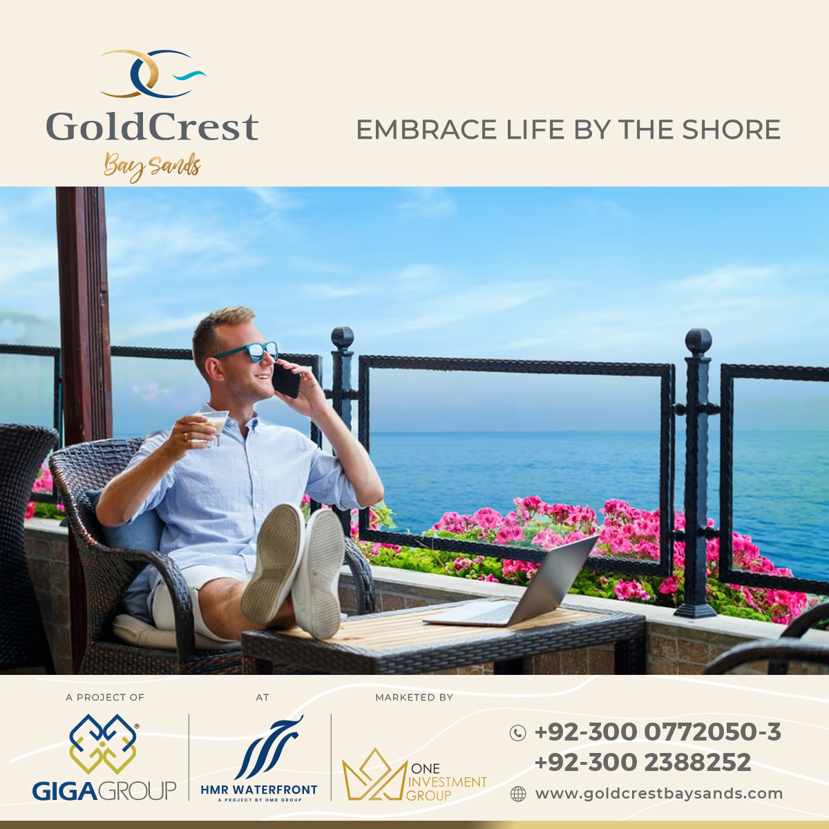 Wake up to the sound of waves and the smell of the sea. Goldcrest Bay Sands – where every day feels like a vacation.

#goldcrestbaysands #gigagroup #hmrwaterfront #karachi #dhaphase8 #pakistan #propertydevelopment #propertyinvestment #oceanfront #luxuryliving #theoceanview