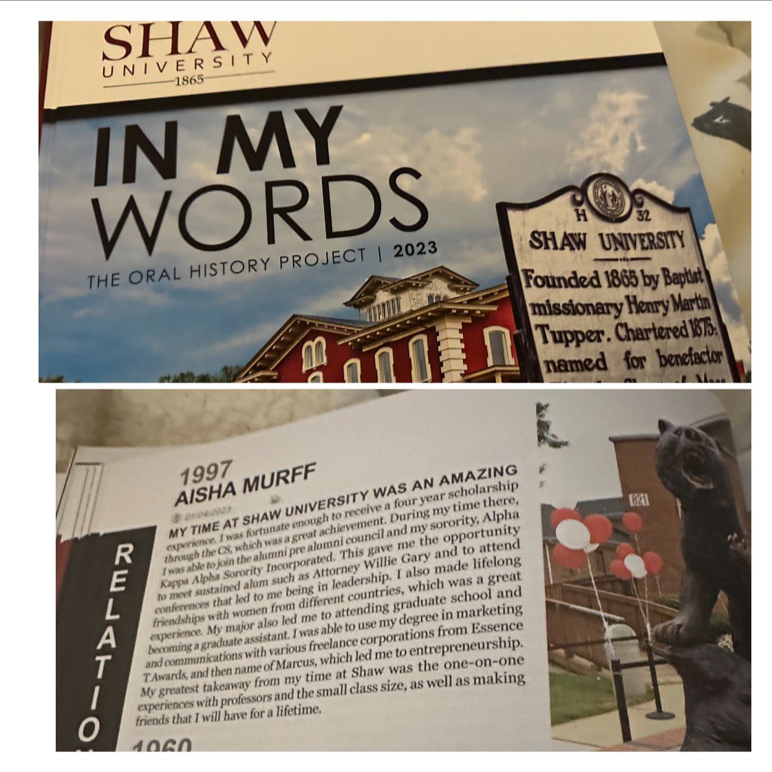 Thanks <a href="/ShawUniversity/">Shaw University</a> honored to be part of the oral history project.