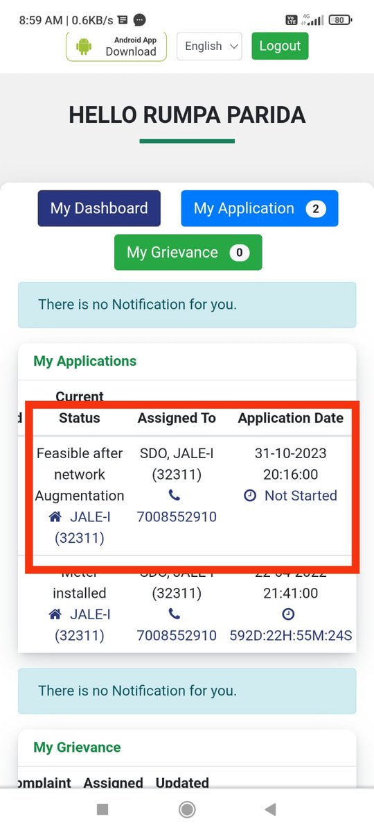 SaswatParida19's tweet photo. @tpnodl_balasore , Applied for electric connection through movidyut App since 31.10.2023 still no initiatives have been taken by JE/SDO, Jaleswar https://t.co/wOg7EpzfSf