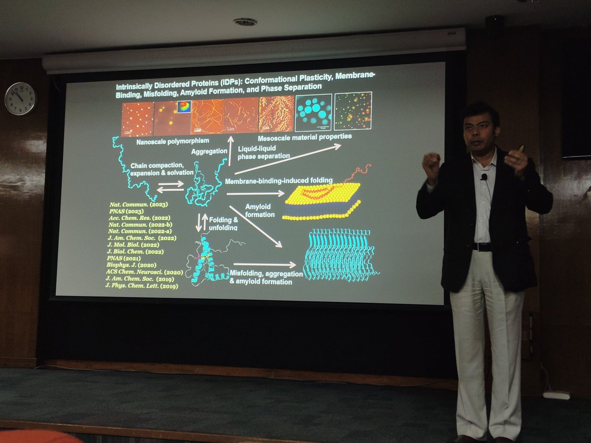Third talk of the day by Dr. <a href="/SamratLabMohali/">Samrat Mukhopadhyay</a> at <a href="/IGIBSocial/">CSIR-IGIB</a> on "A deep dive into biological Condensates" where he beautifully talks about how prion proteins can under phase separation !