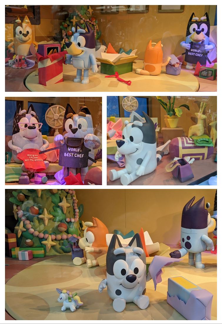 The 2023 Melbourne #Christmas tradition of the Myer windows features the lovable #Bluey and her family of heelers. Check out the photos. 
lovesanta.com.au/2023/bluey-sta…