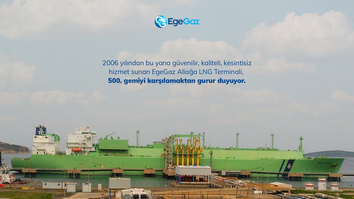 egegaz_as's tweet photo. 2006 yılından bu yana güvenilir, kaliteli, kesintisiz hizmet sunan EgeGaz Aliağa LNG Terminali, bugün 500. gemiyi karşılamaktan gurur duyuyor. https://t.co/WYNJRGQAdB