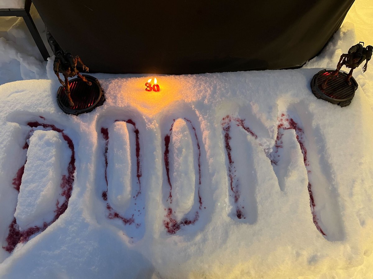 Congratulations to @idSoftware on #DOOM30 from a cold and snowy Sweden. It's a good time to warm up in Hell!