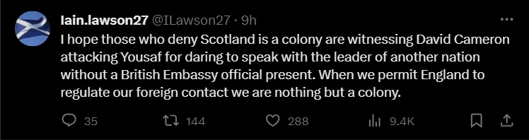 StereotypedL's tweet image. Do you think this guy honestly takes a moment to read his nonsense before he posts or is it just an inability to control his anger.

He seems to mistakenly think that we see an issue with Cameron slapping down hopeless Humza.

#ResignHumza #HumzaGotTold #SitDownHumza