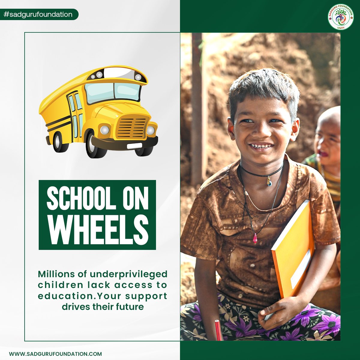 Sadguru Foundation’s School on Wheels brings education to the doorsteps of those who need it the most. Your support ensures these young minds not only learn to read but also to dream, aspire and achieve. 
.
.
#schoolonwheels #school #donatenow #remotearea #poor #dailylife #help