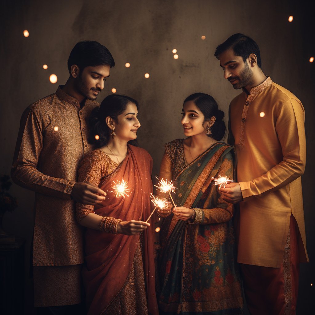 RAVER_AI_'s tweet image. Celebrate Diwali in style with our exquisite collection of traditional wear for men, kids, and women. Dress up in vibrant colors and light up the festivities with crackers. #Diwali2022 #TraditionalWear