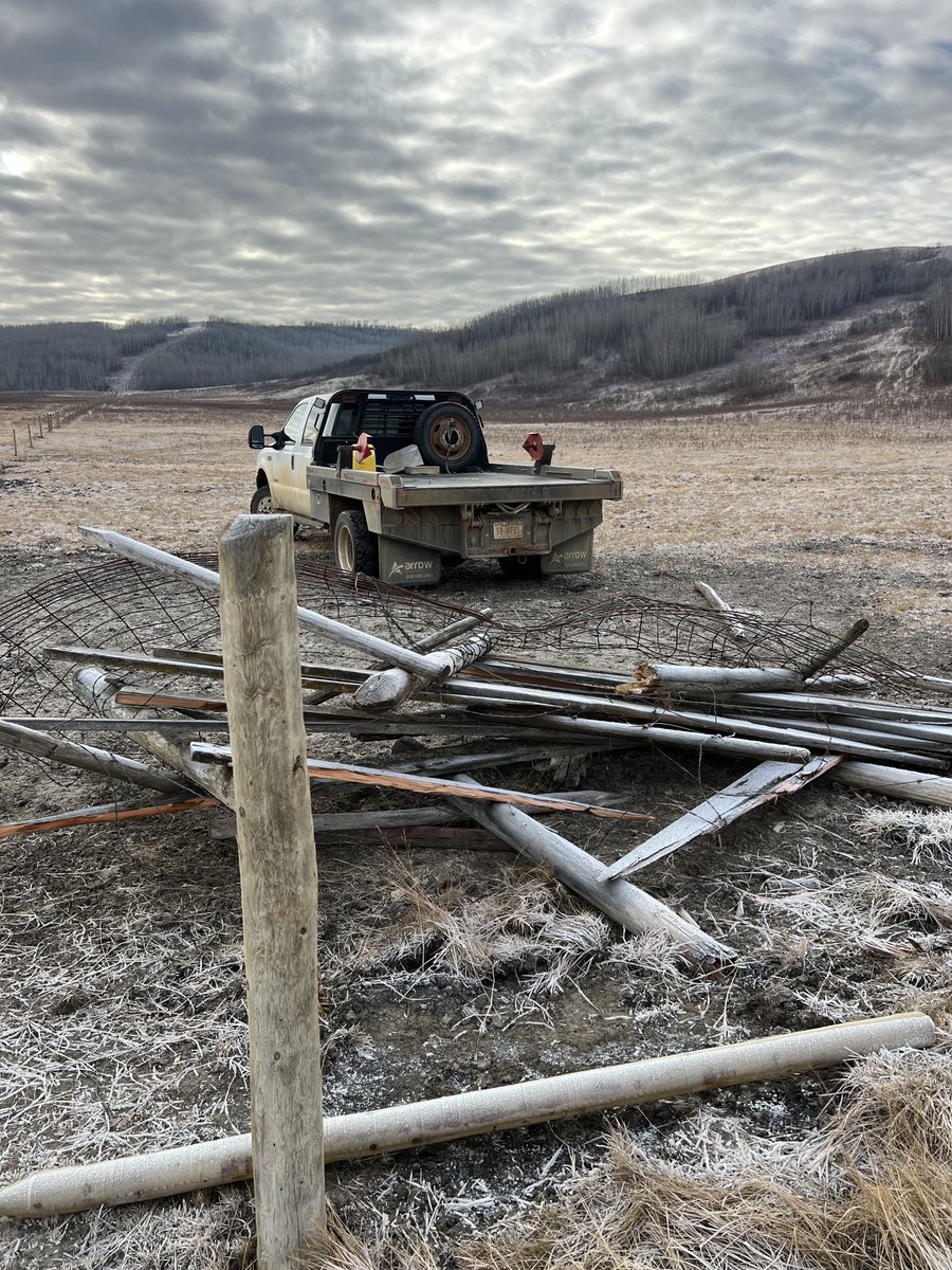 grassncows's tweet photo. Finished up some fencing and a bit of unfencing today… glad to have weather where I can get down to this corner. Also took out a min truck worth of wire. #falljobs https://t.co/OUueJ2x1HY