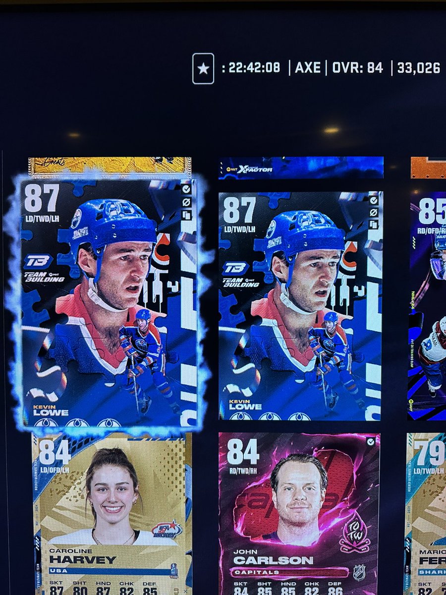 DudeAndDad's tweet photo. Hi @EASPORTSNHL, my 8 year old worked his butt off today in his games and as a reward I let him spend $50 of his money on 2 team building packs. Very surprised when he opened both packs and received the same 87 Lowe that he can only use one of and is untradeable. Can you help? https://t.co/cOnR4BW7Fc
