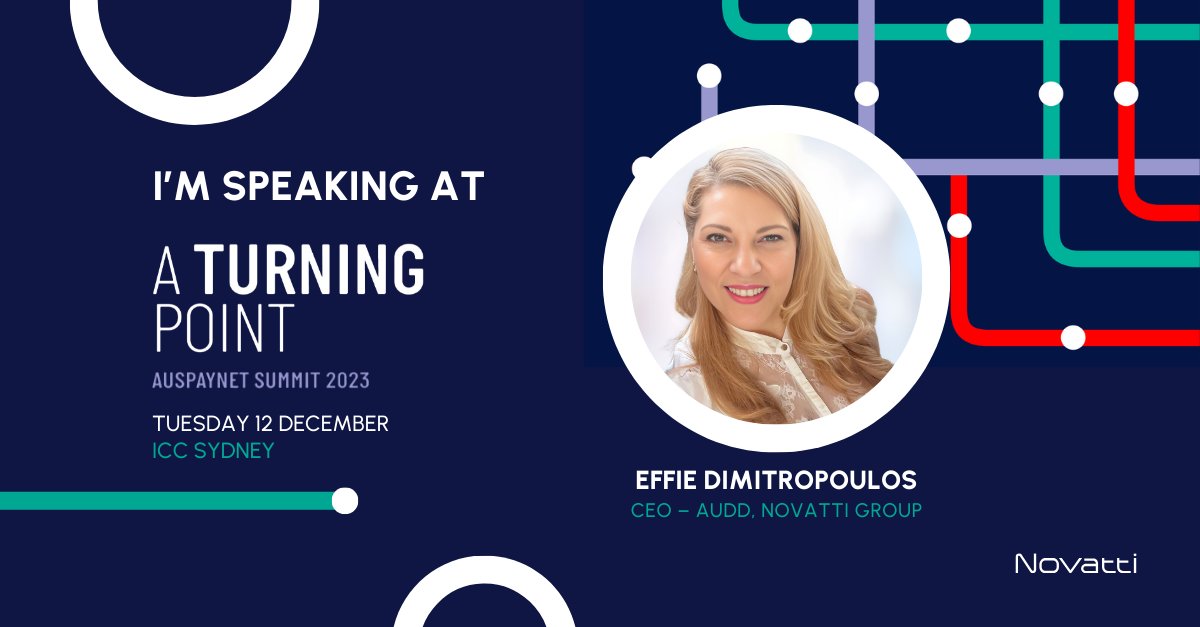 Tomorrow's <a href="/AusPayNet/">Australian Payments Network (AusPayNet)</a> Summit 2023 will feature Effie Dimitropoulos, CEO - AUDD, Novatti Group. 
She's debating "Should Australia be cashless?" at 3 PM. Her insights are a must-hear! 📣
Support Effie as we dive into the future of digital payments. 
#AusPaynetSummit2023 #Novatti