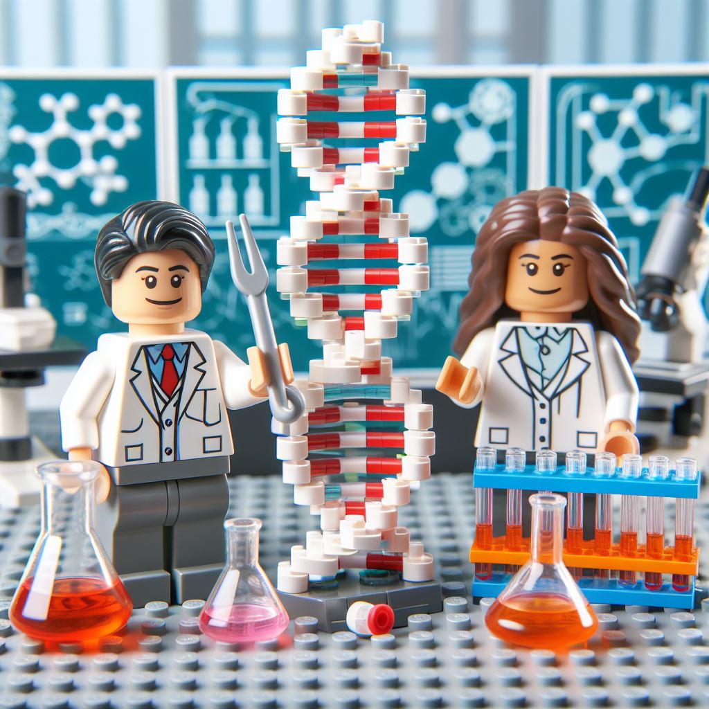 DarkMatterDNA's tweet photo. "Big DNA Engineers" Lego set now on pre-sale via our website https://t.co/BwwWYdOQ1k. 
Age 8+, includes one forkbrella! https://t.co/VCGpq1oiqt