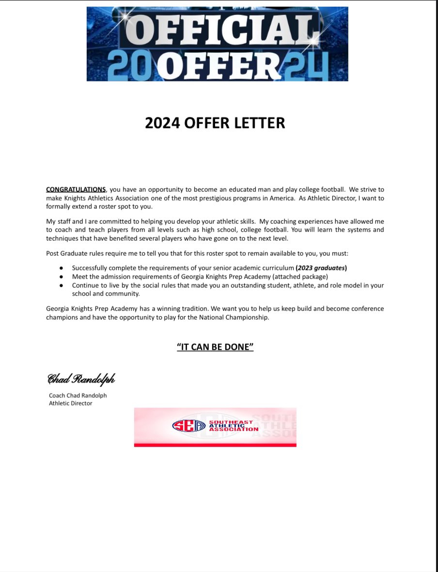 After a great conversation with coach <a href="/CoachK_72/">Coach K</a> I’m blessed to receive my first offer from <a href="/GeorgiaKnights1/">Community Christian College Georgia Knights</a> <a href="/CoachEzzardHorn/">Ezzard C. Horn Jr /G\ PHA 🇧🇸</a> <a href="/CoachMelAdams/">Melvin Adams</a> <a href="/RecruitGeorgia/">Recruit Georgia</a> <a href="/NEGARecruits/">Northeast Georgia Recruits</a>