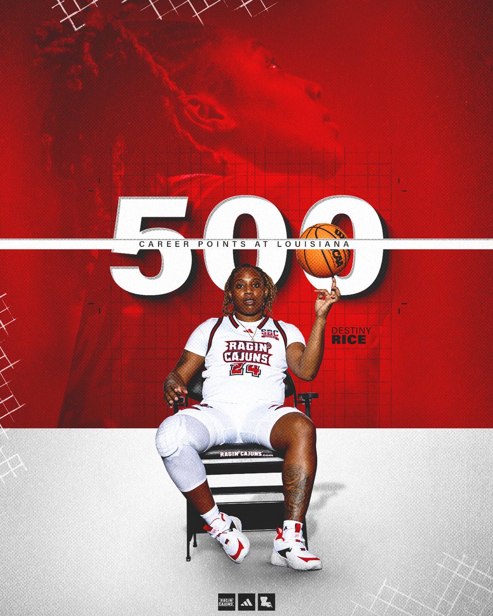 📊 𝗠𝗶𝗹𝗲𝘀𝘁𝗼𝗻𝗲 𝗠𝗮𝗿𝗸𝗲𝗿

Congratulations to 𝗗-𝗥𝗜𝗖𝗘 on reaching 500 points with Louisiana! 🤟🏀

#GeauxCajuns