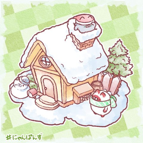 misya_sticker's tweet photo. クリスマスの足音が近づいてきたような？　まだ早い？　ブルベリちゃんは煙突のチェックでしょうか。サンタさんが通れるといいね🏡🎅
#にゃんぱんず https://t.co/Xt9ejdzerX