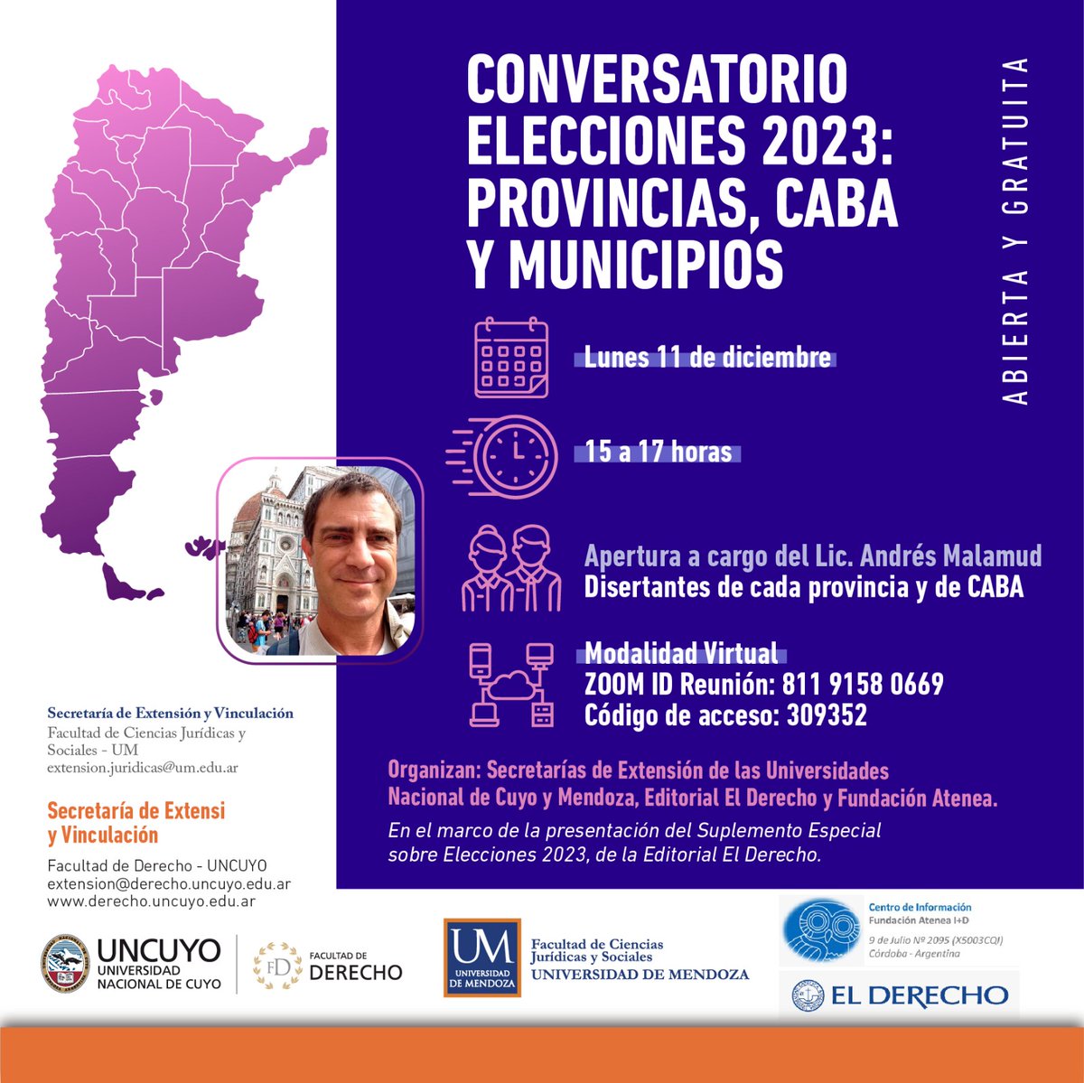 A 40 años de la recuperación democrática, los invito especialmente a este evento donde analizaremos los resultados electorales desde uba perspectiva Federal, provincia por provincia, región por región. 

derecho.uncuyo.edu.ar/conversatorio-…