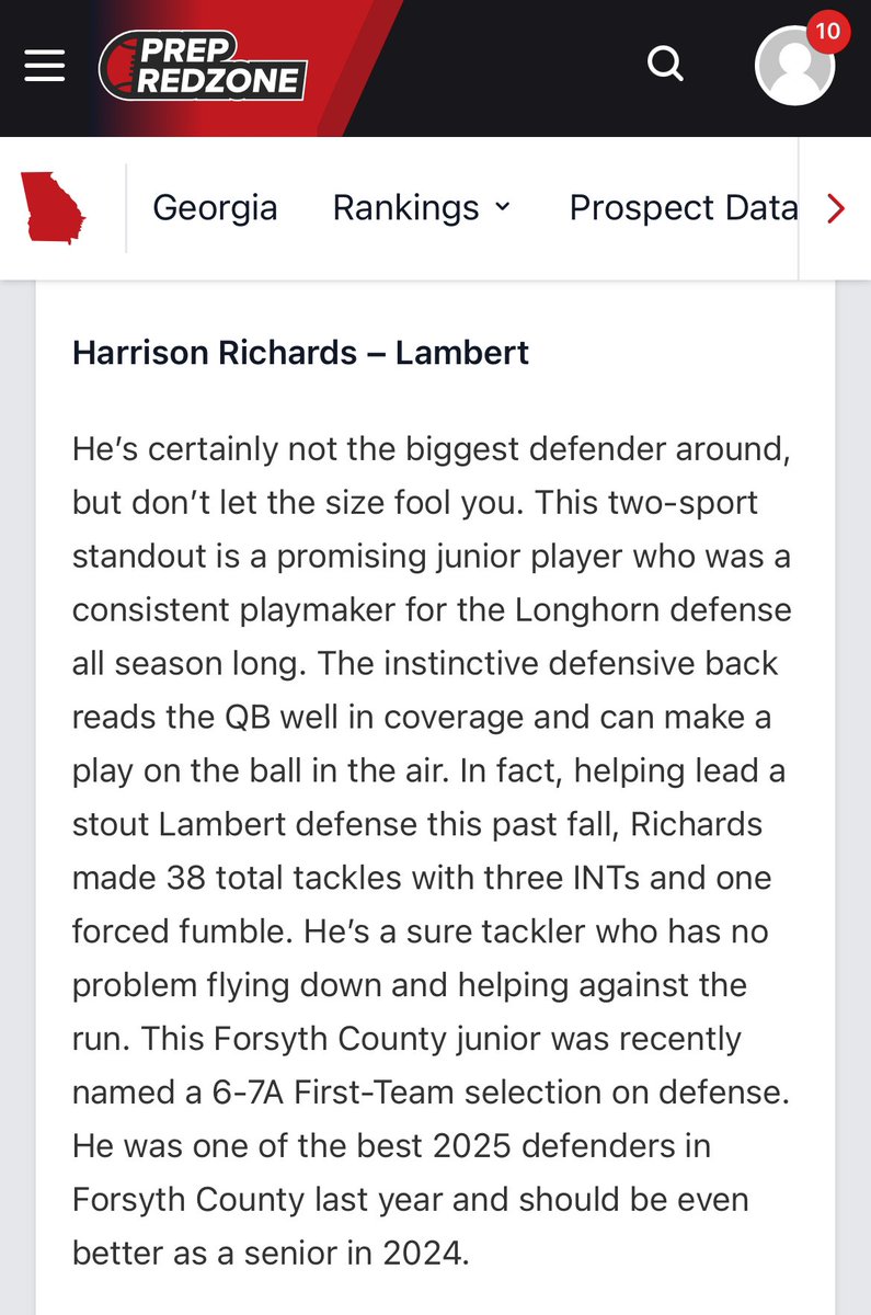 Lambert Football (@lambertftball) on Twitter photo Thanks to <a href="/MattDeBary/">Matt DeBary</a> for shining the light on our First Team 6-7A junior DB Harrison Richards. He is a multi-sport athlete that is a force to be reckoned with.
<a href="/mtbeach29/">Marc Beach</a>
<a href="/ForsythSports/">FCN Sports</a> <a href="/RecruitGeorgia/">Recruit Georgia</a> @recruitNE_GA <a href="/JeremyO_Johnson/">Jeremy Johnson</a> <a href="/ChadSimmons_/">ChadSimmons</a> <a href="/RustyMansell_/">Rusty Mansell</a> <a href="/NEGARecruits/">Northeast Georgia Recruits</a> Thanks to <a href="/MattDeBary/">Matt DeBary</a> for shining the light on our First Team 6-7A junior DB Harrison Richards. He is a multi-sport athlete that is a force to be reckoned with.
<a href="/mtbeach29/">Marc Beach</a>
<a href="/ForsythSports/">FCN Sports</a> <a href="/RecruitGeorgia/">Recruit Georgia</a> @recruitNE_GA <a href="/JeremyO_Johnson/">Jeremy Johnson</a> <a href="/ChadSimmons_/">ChadSimmons</a> <a href="/RustyMansell_/">Rusty Mansell</a> <a href="/NEGARecruits/">Northeast Georgia Recruits</a>