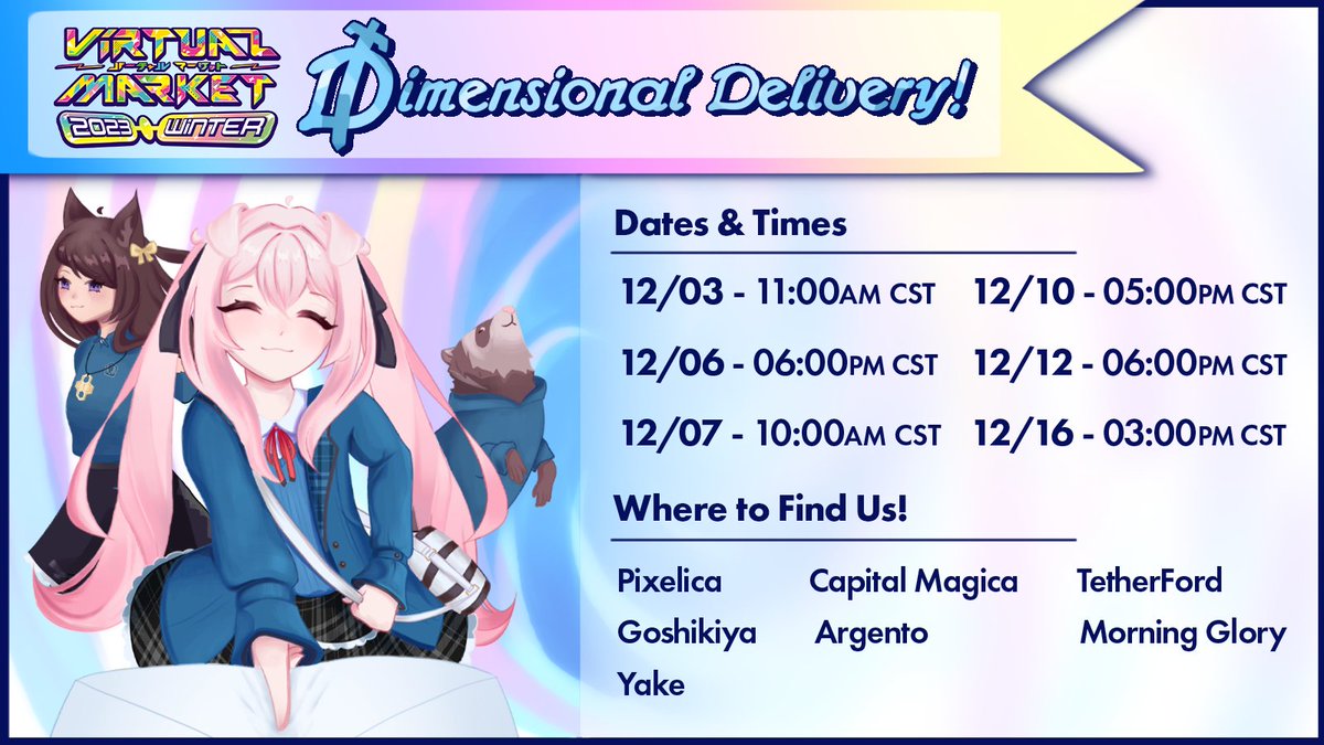DPSPostOffice's tweet photo. It's the sixth and final delivery at Virtual Market! As the Market comes to a close, we'd like to thank @EnVket &amp; @Virtual_Market_ et al. for allowing us the opportunity to officially collaborate! We're delivering for an hour and a half; consider stopping by! https://t.co/OZAvnkEHNt