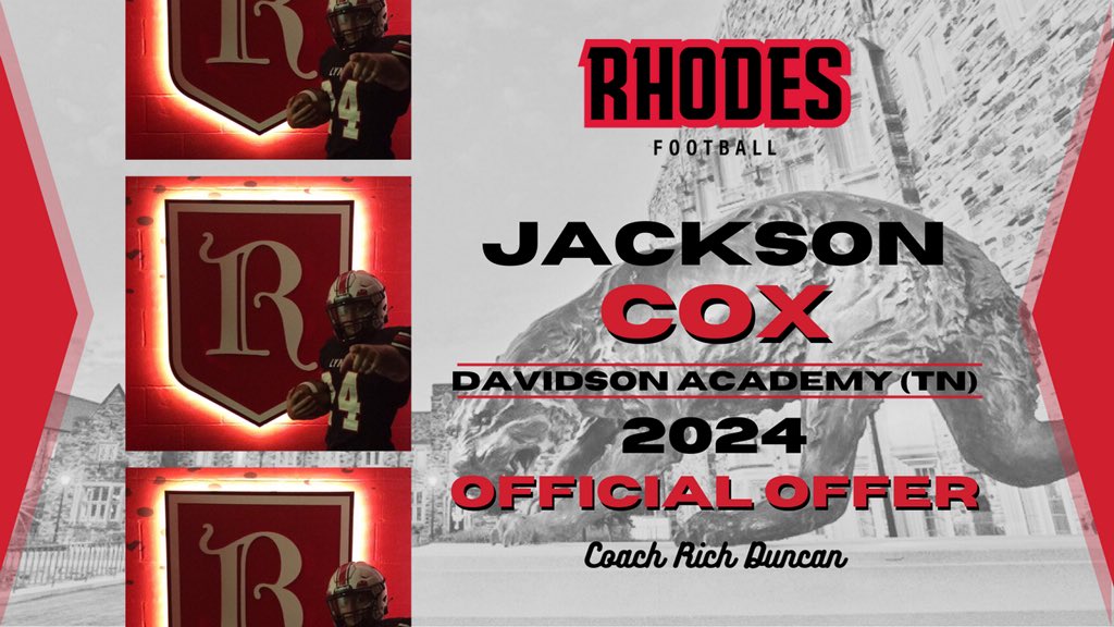 jacksoncox74's tweet photo. After a great conversation with @coachrichduncan, I am extremely excited and blessed to receive an offer from Rhodes College !!! 
@BearsDavidson @jquinn1212quinn @CoachKalb1 https://t.co/SUApZ1d655