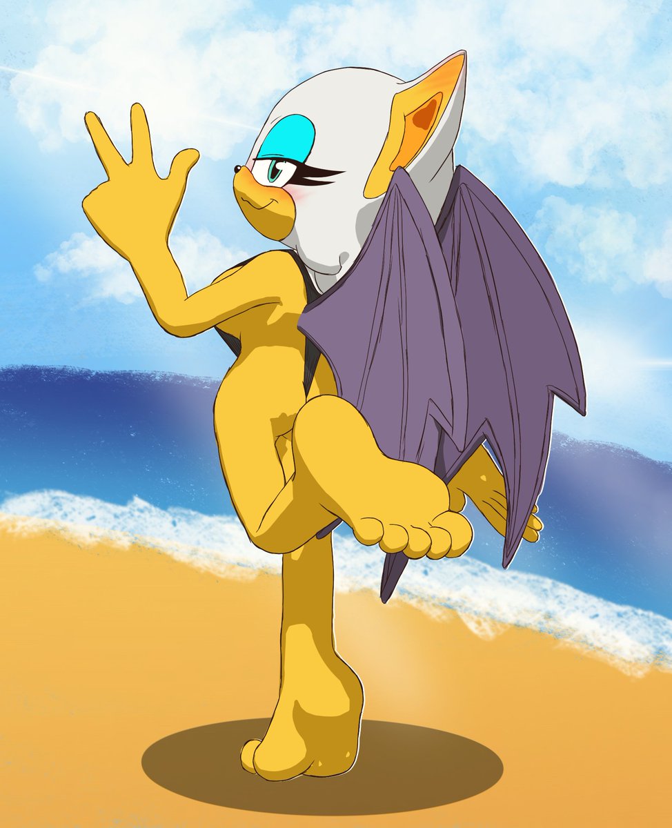 radifurry332's tweet photo. Rouge the Bat at the beach, that doesn't look like a swimsuit... https://t.co/dTaIm5Of1J