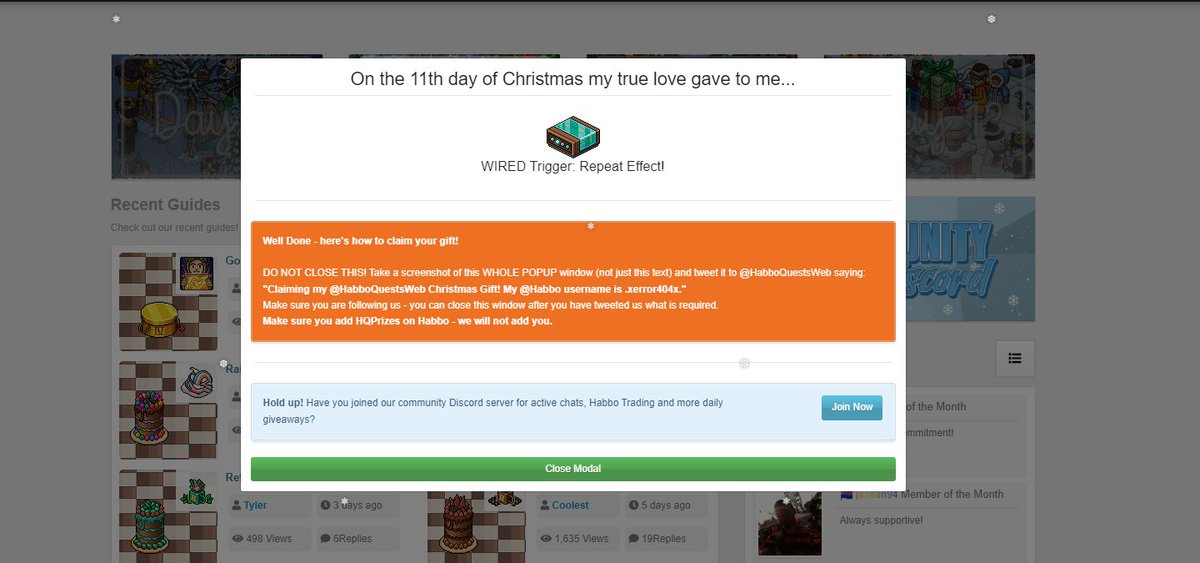 _xerror404x_x's tweet image. Claiming my @HabboQuestsWeb Christmas Gift! My @Habbo username is .xerror404x.