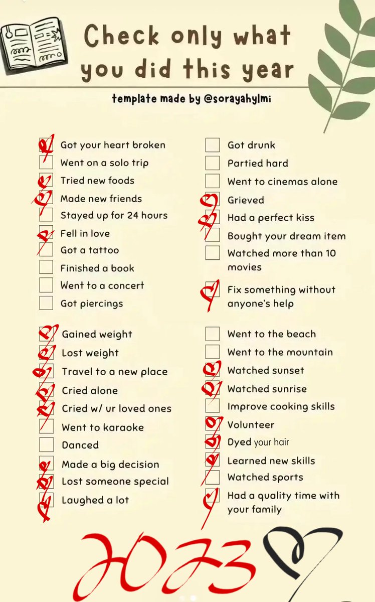 alex1eigha's tweet image. My 2023 checklist 🖤

#2023 #2023checklist #newyear #newyears #newyear2024 #2024