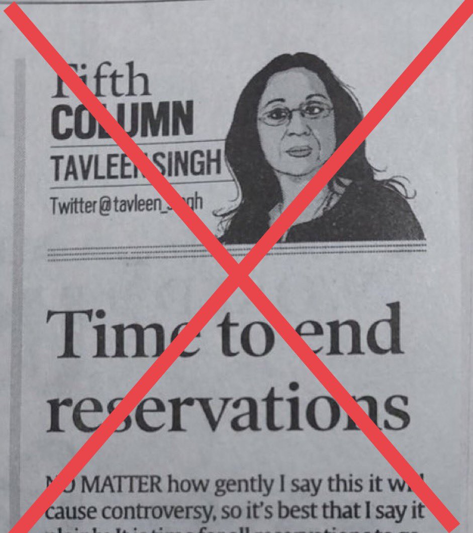 तवलीन सिंह को अगर पाकिस्तान पसंद नहीं है तो वे यूरेशिया भी जा सकती हैं। लेकिन भारत में रहना तो संविधान को मानना होगा। ये गुंडागर्दी अब नहीं चलेगी कि सवर्ण संपादक <a href="/rajkamaljha/">Raj Kamal Jha</a> से निकलकर <a href="/IndianExpress/">The Indian Express</a> में कुछ भी छपवा लिया। अरुण शौरी ने 1990 में ये लंपटई की थी।#Arrest_Tavleen_Singh