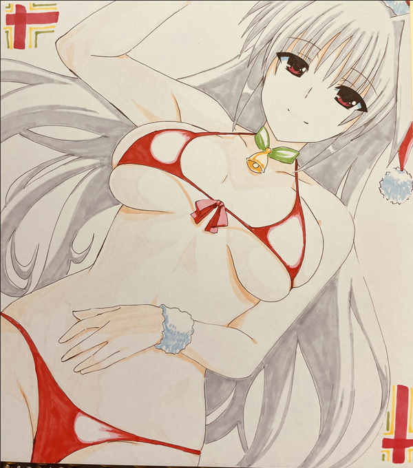 クリスマスビキニ仕様のアナログアインスさん
むにゅぅう～～～ 