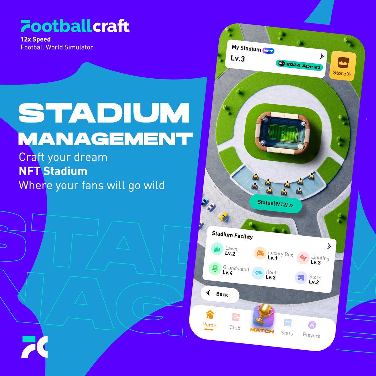 Design Your Dream Arena in < My Stadium >

Craft your NFT Stadium at Footballcraft, creating the ultimate facility where your fans will go wild! 🏟️🌟
