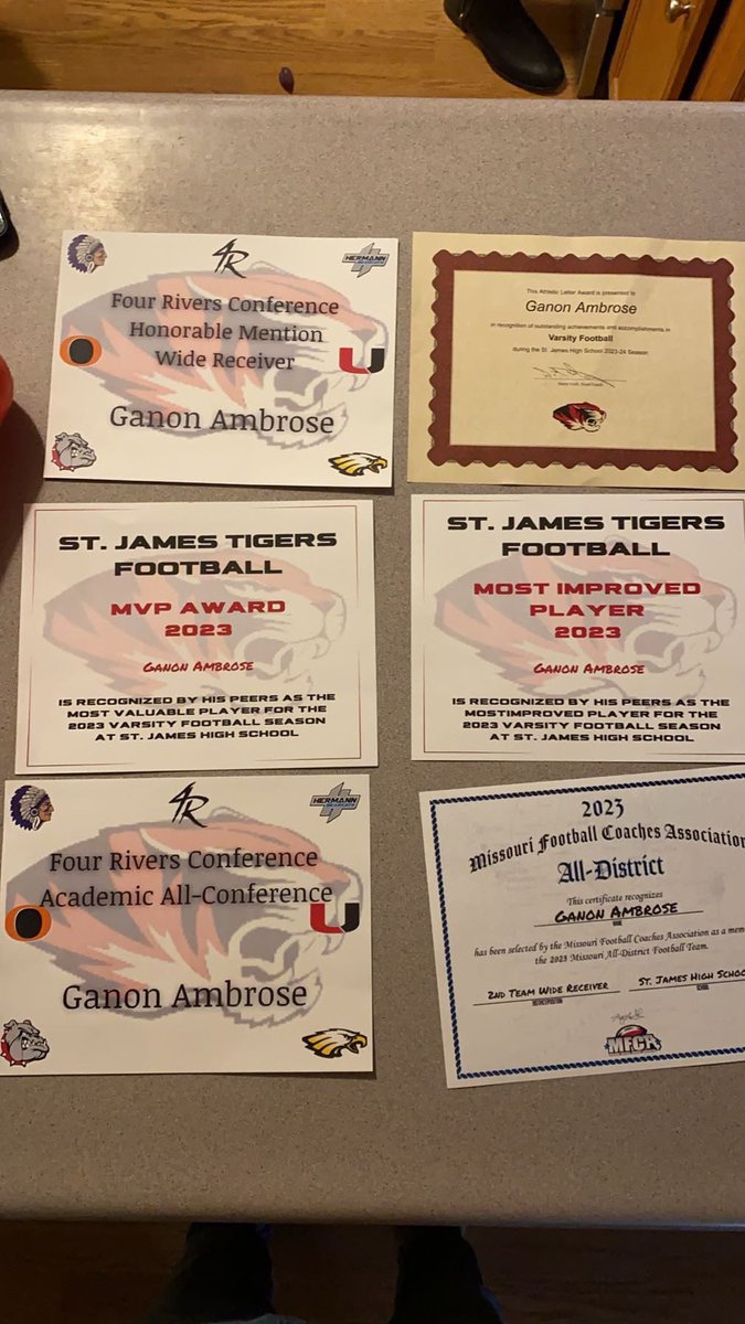 ganon11's tweet photo. Very happy to have received these awards! 
- All Conference Honorable Mention
-All District 2nd Team
- Four Rivers Conference All Academic
- Saint James Most Improved Player 
- Saint James MVP of the Season

Couldn’t have achieved any of this without my teammates and coaches! https://t.co/vuML6qIQbE
