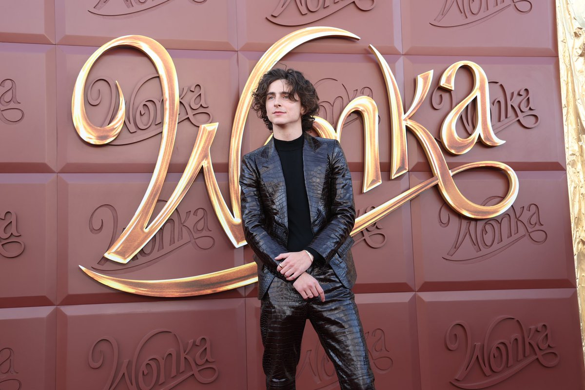 glittermagazine's tweet photo. Timothee Chalamet for the @WonkaMovie LA premiere. #Wonka   #WonkaMovie   #TimotheeChalamet https://t.co/E6yTOZJrQm