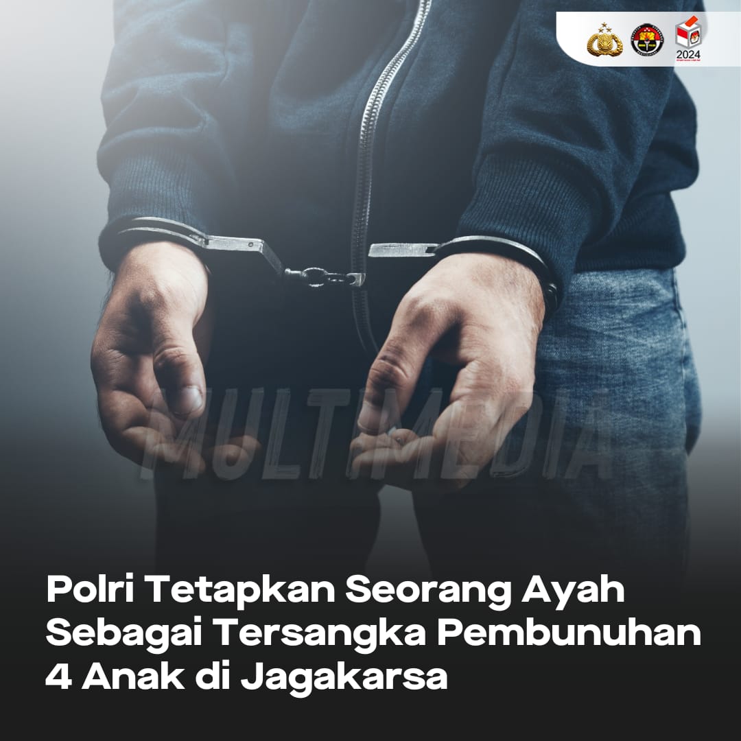 DivHumas_Polri's tweet photo. Polri Tetapkan Seorang Ayah Sebagai Tersangka Pembunuhan 4 Anak di Jagakarsa 

Prioritaskan Keamanan Bangsa Polri melalui Polres Metro Jakarta Selatan menetapkan seorang ayah yang diduga membunuh 4 orang anaknya di Jagakarsa sebagai tersangka. PD (41) ditetapkan sebagai tersangka usai pemeriksaan terhadap 12 orang saksi dan pendalaman barang bukti rekaman video sebelum dan sesudah pembunuhan. Hingga kini, Kepolisian masih terus menggali tujuan di balik perekaman video keji tersebut. "Tujuan dibalik perekaman video tersebut masih kami dalami. Karena tersangka masih dirawat di Rumah Sakit Polri Kramat Jati, Jakarta Timur," tutur Kasat Reskrim Polres Metro Jakarta Selatan, AKBP Bintoro, S.H., S.I.K., M.M. 
#CiptakanIndonesiaAman