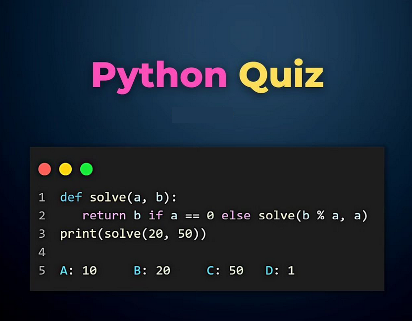 Python Question/Quiz;

What is the output of the following Python code, and why? 🤔🚀Comment your answers below! 👇

#python #programming #developer #morioh #programmer #webdev #webdeveloper #webdevelopment #pythonprogramming #pythonquiz #ai #ml #machinelearning #datascience