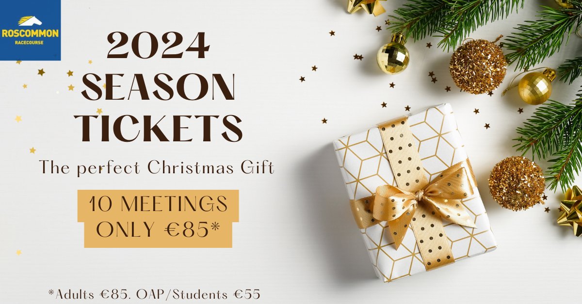 🎄🏇 Gift the thrill of Roscommon Races this Christmas! Season Tickets for 2024 now available. Only €85 for 10 meetings! Special €55 offer for OAPs & students. Perfect for racing fans - live action, fun, and big wins await! 🏆 Order now: roscommonracecourse.ie/tickets/ 🎁🐎