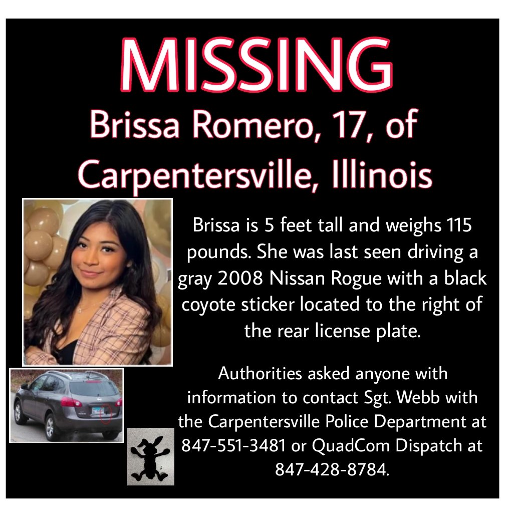 #Missing Brissa Romero, 17, of Carpentersville, #Illinois #PleaseRT #MissingPerson #PleaseShare #MissingInIllinois