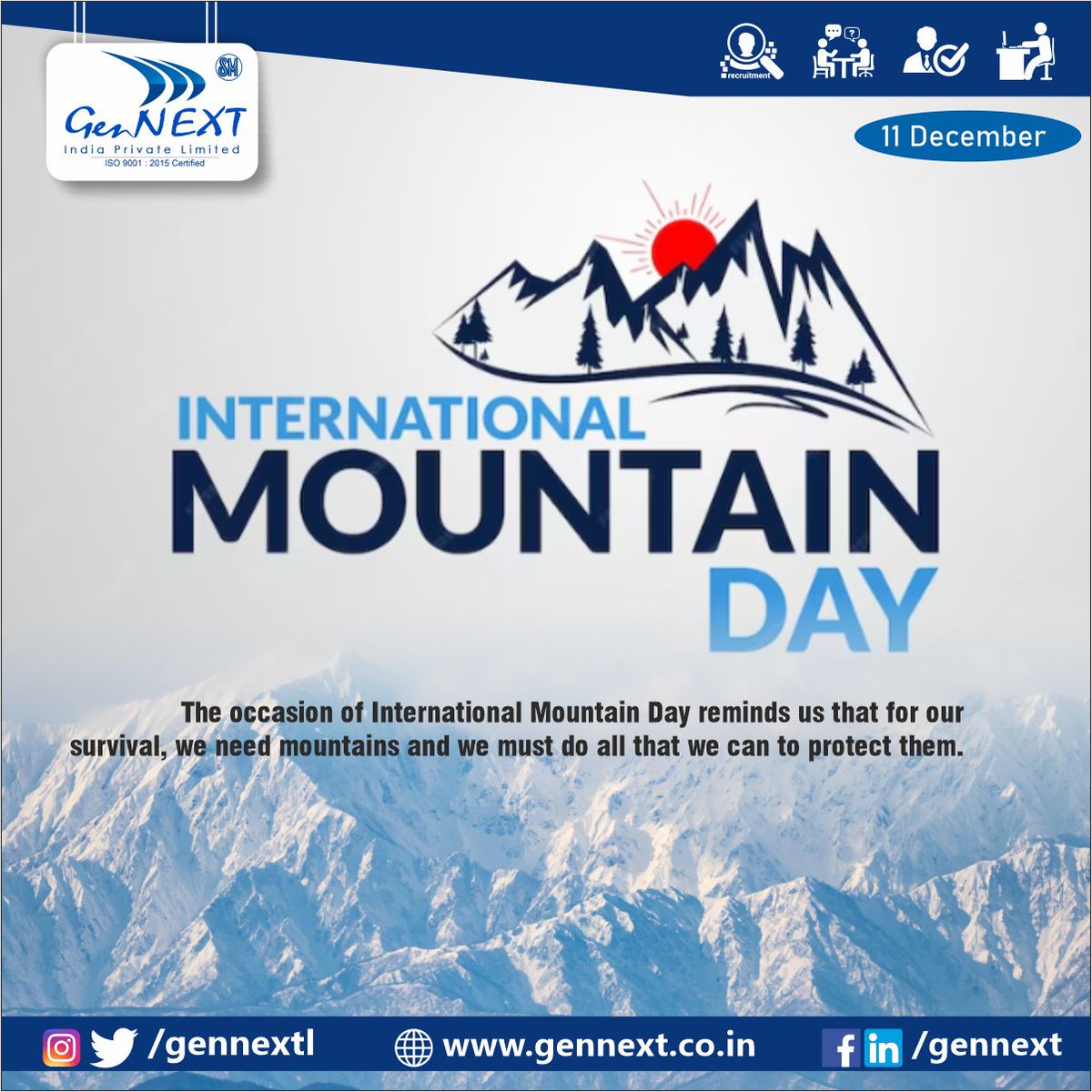 The occasion of International Mountain Day reminds us that for our survival, we need mountains and we must do all that we can to protect them.

#internationalmountainday #mountainday #hills #gennext #gennextjob #gennextindia