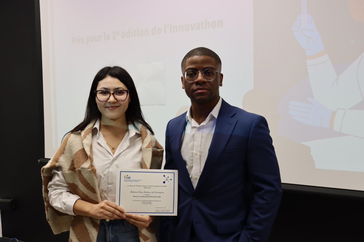 AxeMedReg's tweet photo. Félicitations à Davaine Joel Ndongo Sonfack, Oumayma Hayouni, Elias Cuartas et Ludivine Dubourget qui se sont vu remettre le 2ème prix de présentation et à Oumayma Hayouni pour son prix de participation lors de l'Innovathon organisé par le Comité des Initiatives Étudiantes (CIÉ) https://t.co/y9bD9gHhMt