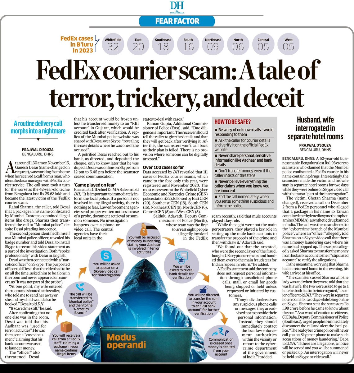 Prajwal D'Souza (@prajwaldza) on Twitter photo #FedEx #courierscam: A tale of terror, trickery, and deceit.
An explainer on how victims are held under duress, threatened with consequences and conned of their money. #Bengaluru <a href="/CybercrimeCID/">Cybercrime CID ಸೈಬರ್ ಕ್ರೈಮ್ ಸಿಐಡಿ</a> <a href="/masaleemips/">M A Saleem IPS</a> <a href="/CPBlr/">CP Bengaluru ಪೊಲೀಸ್ ಆಯುಕ್ತ ಬೆಂಗಳೂರು</a> <a href="/AddlCPEast/">ADDL. CP EAST</a> @AddlCPWest
Read more at: deccanherald.com/india/fedex-co… #FedEx #courierscam: A tale of terror, trickery, and deceit.
An explainer on how victims are held under duress, threatened with consequences and conned of their money. #Bengaluru <a href="/CybercrimeCID/">Cybercrime CID ಸೈಬರ್ ಕ್ರೈಮ್ ಸಿಐಡಿ</a> <a href="/masaleemips/">M A Saleem IPS</a> <a href="/CPBlr/">CP Bengaluru ಪೊಲೀಸ್ ಆಯುಕ್ತ ಬೆಂಗಳೂರು</a> <a href="/AddlCPEast/">ADDL. CP EAST</a> @AddlCPWest
Read more at: deccanherald.com/india/fedex-co…