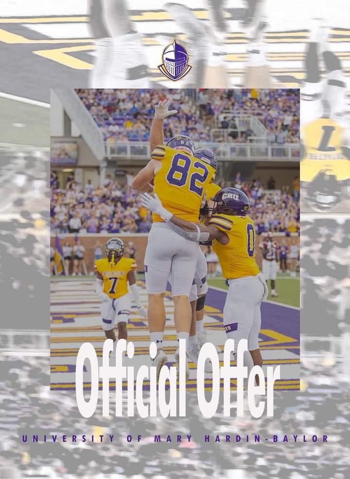 Daegan Hinson (@hinsondaegan) on Twitter photo After having a conversation with <a href="/CoachYzaguirre/">Matthew Yzaguirre</a> i am blessed to say I got an offer from <a href="/CruFootball/">UMHB Football🏈</a>🔥🔥
<a href="/AJ_Woolley/">AJ Woolley</a> <a href="/806hsscmedia/">Jasone Pearson</a> <a href="/CoachThrash/">Judd Thrash</a> <a href="/Monterey_Sports/">Monterey HS Athletics</a> After having a conversation with <a href="/CoachYzaguirre/">Matthew Yzaguirre</a> i am blessed to say I got an offer from <a href="/CruFootball/">UMHB Football🏈</a>🔥🔥
<a href="/AJ_Woolley/">AJ Woolley</a> <a href="/806hsscmedia/">Jasone Pearson</a> <a href="/CoachThrash/">Judd Thrash</a> <a href="/Monterey_Sports/">Monterey HS Athletics</a>