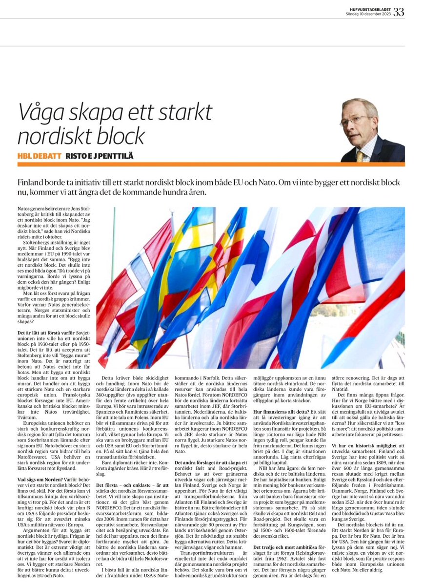 Utmärkt inlägg av <a href="/ristoej/">Risto EJ Penttilä</a> <a href="/NWestOffice/">Nordic West Office</a>: Våga skapa ett starkt nordiskt block i #Nato och #EU
#NORDEFCO
🇫🇮🇸🇯🇸🇪🇩🇰🇮🇸