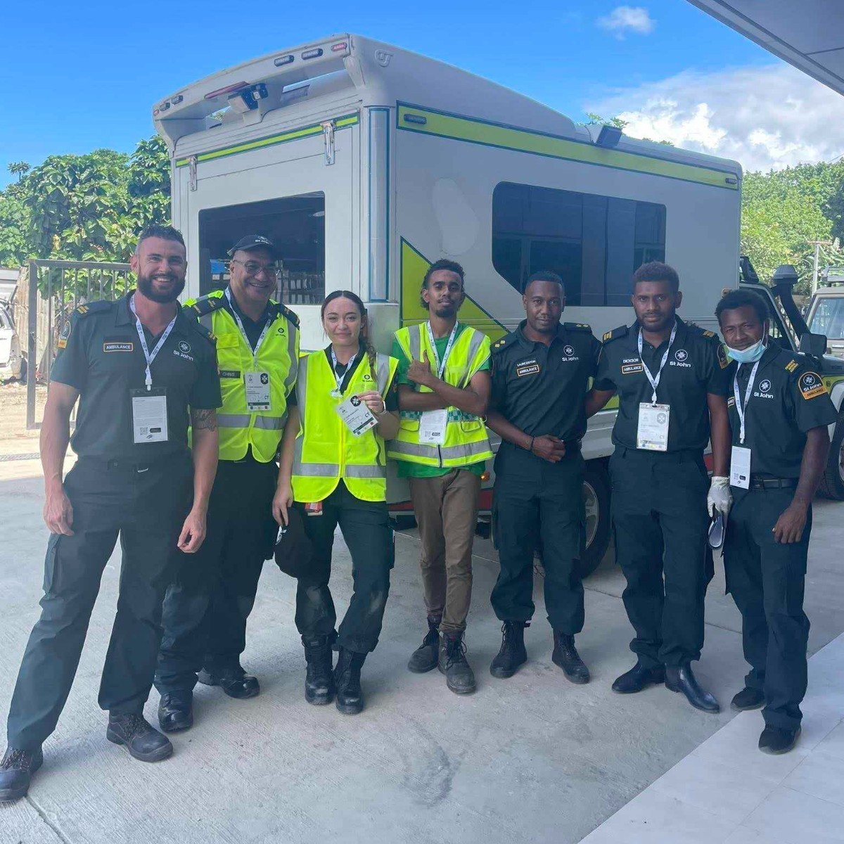 StJohnNZ's tweet photo. The teamwork wasn't just on the track at the Pacific Games. Our small team of volunteers from our Event Health Services team were on the Solomon Islands to support athletes and local paramedics 😊
#Sol23 #PacificGames #Events #Sports #Athletics https://t.co/eJBcqXjFlf