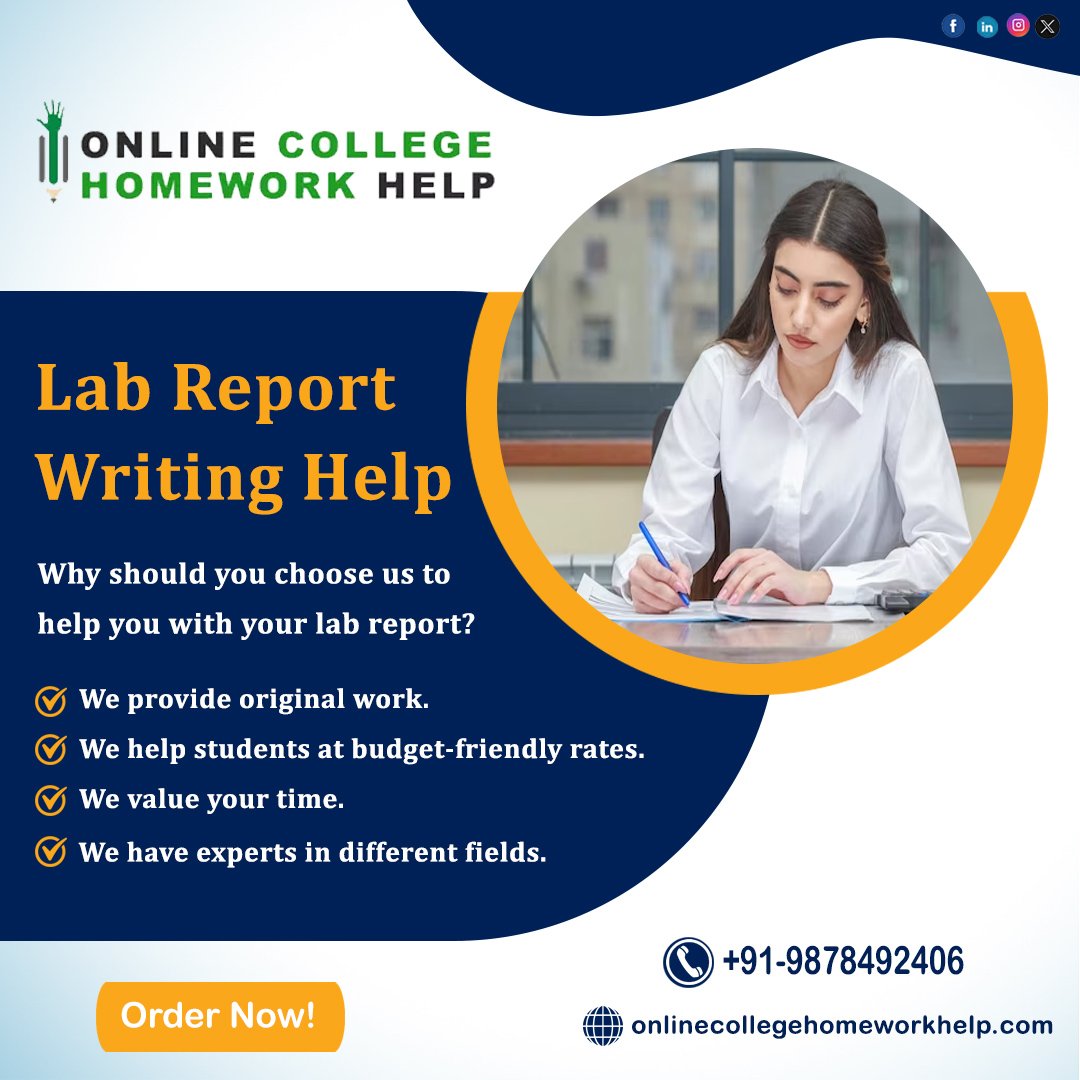 Onlinechwhelp's tweet image. 📝 Don&apos;t let complex data and analysis get you down! 

#OnlineCollegeHomeworkHelp is here to lend a hand. Our expert team ensures top-notch lab reports that ace every criterion. 

Get in touch📲 +91-9878492406

#labreportwritinghelp #onlinecollegehomeworkhelp #homeworkhelp
