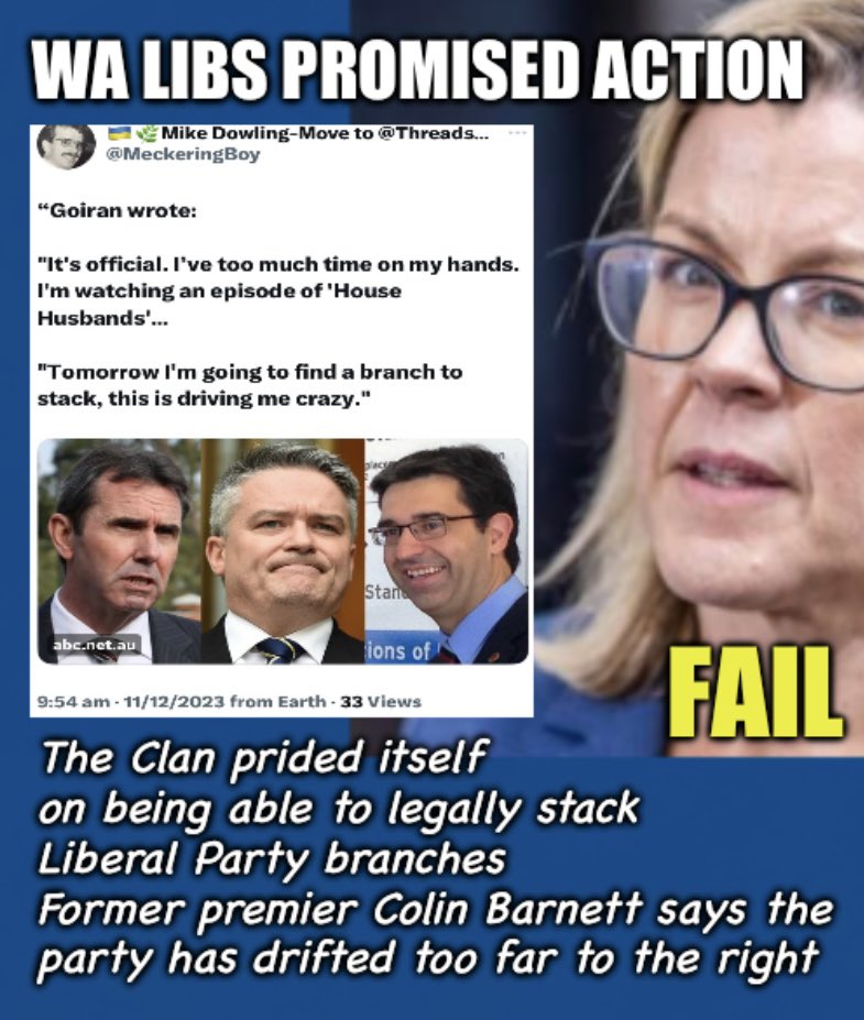 LyndaFrench19's tweet photo. #WALibs #LibbyMettam has failed to act, just sent it underground #wapol
More than 700 pages of The Clan's leaked messages have revealed internal game-playing and #branchstacking #wapol #Perth
https://t.co/3waN1QYYJA https://t.co/Kq6kO3CAdy