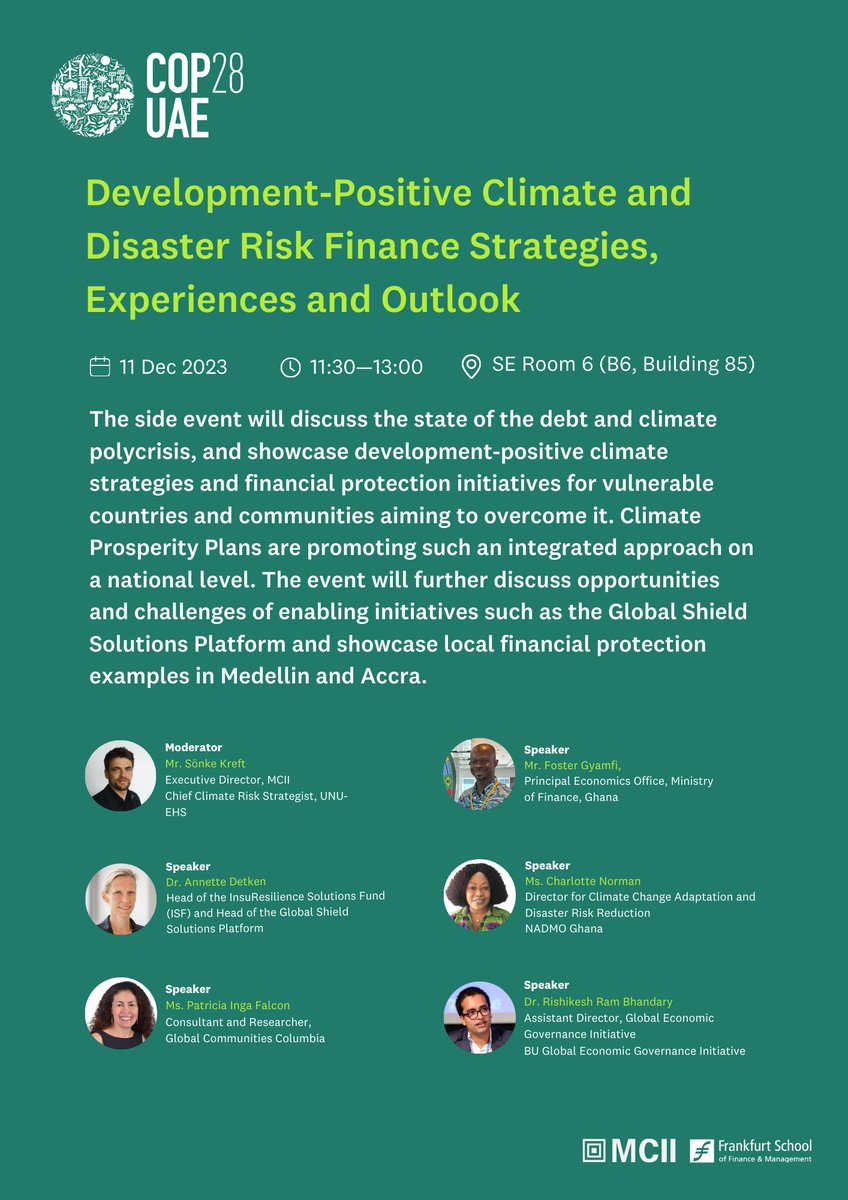 Join me (your new moderator) today to discuss the climate and debt polycrisis and solutions to address it at different levels!
 📌 11:30 in SE6 
#COP28 #LossAndDamage