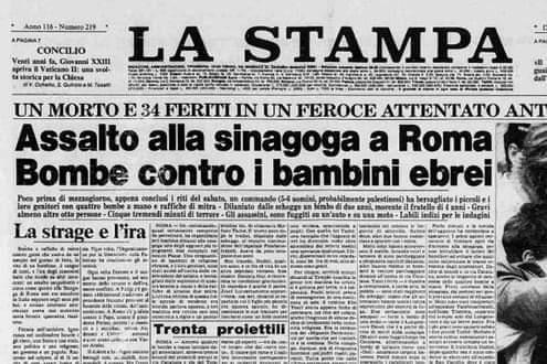 ZarconeSandro's tweet photo. 9 ottobre 1982 nel corso di un attentato alla Sinagoga di Roma condotto da un commando di cinque terroristi di origine palestinese facenti parte del Consiglio Rivoluzionario di al-Fatah viene assassinato l'italiano Stefano Gaj Taché di due anni. Oltre trenta i feriti. https://t.co/66qYILGVXC