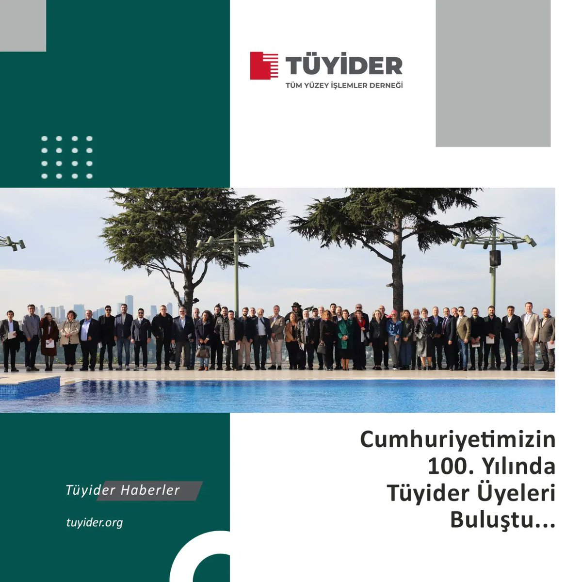 2 Aralık Cumartesi günü gerçekleştirdiğimiz 'Cumhuriyetimizin 100. Yılında Tüyider Üyeleri Buluşmamıza' katılan tüm üyelerimize teşekkür ederiz. 
#tüyider #tüyidergi #yüzeydebuluşalım #surfacetreatments #yüzeyişlem