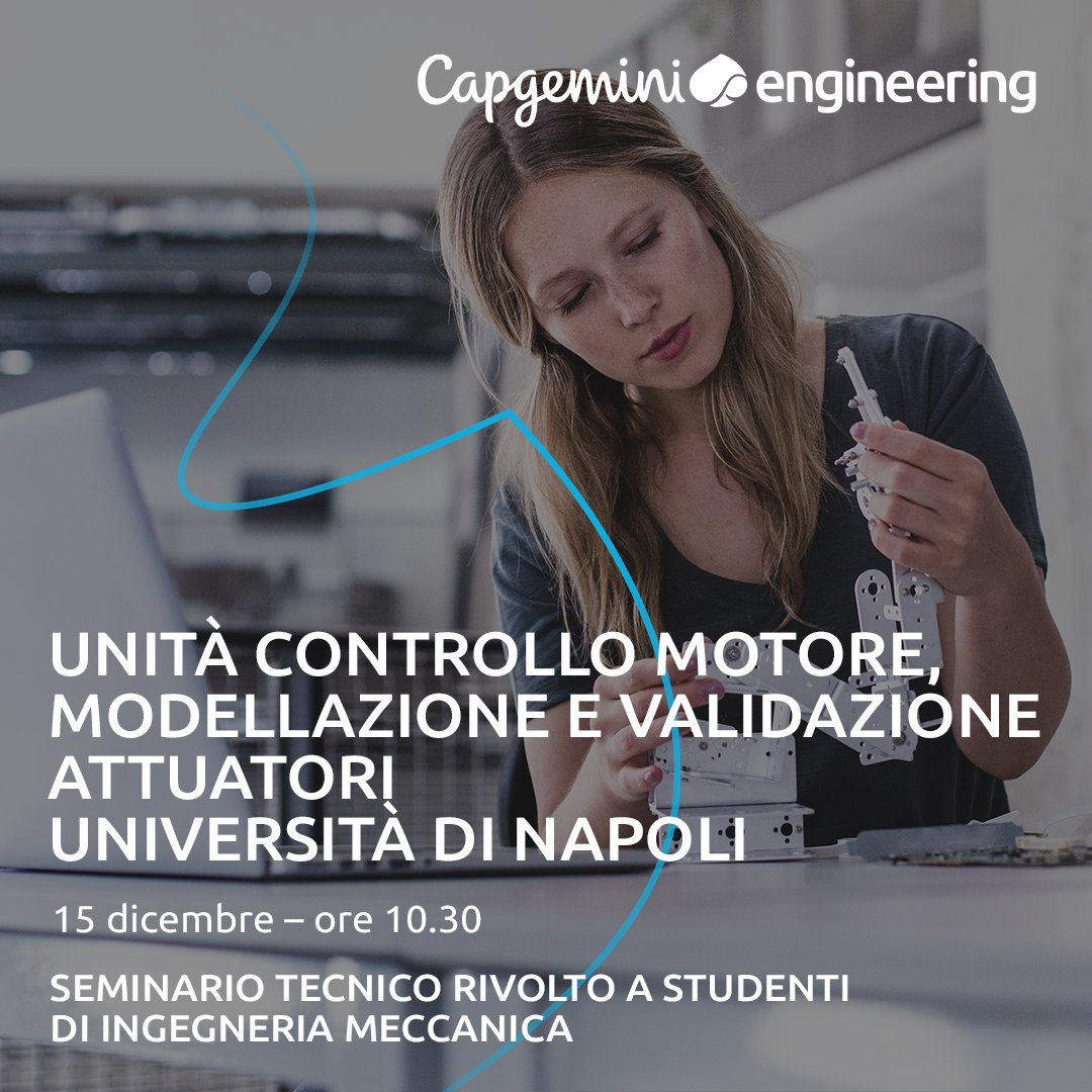 Capgemini Engineering Italia (@capgeminiengit) on Twitter photo Test su veicolo VRT, applicazione BEV e progetto RAC.
Vincenzo Palumbo, Davide Natali e Matteo Chiani ne parleranno al seminario tecnico “Unità controllo motore, modellazione e validazione attuatori”, presso il Dipartimento Ingegneria Meccanica di <a href="/UninaIT/">Unina Federico II</a> il 15 dicembre. Test su veicolo VRT, applicazione BEV e progetto RAC.
Vincenzo Palumbo, Davide Natali e Matteo Chiani ne parleranno al seminario tecnico “Unità controllo motore, modellazione e validazione attuatori”, presso il Dipartimento Ingegneria Meccanica di <a href="/UninaIT/">Unina Federico II</a> il 15 dicembre.