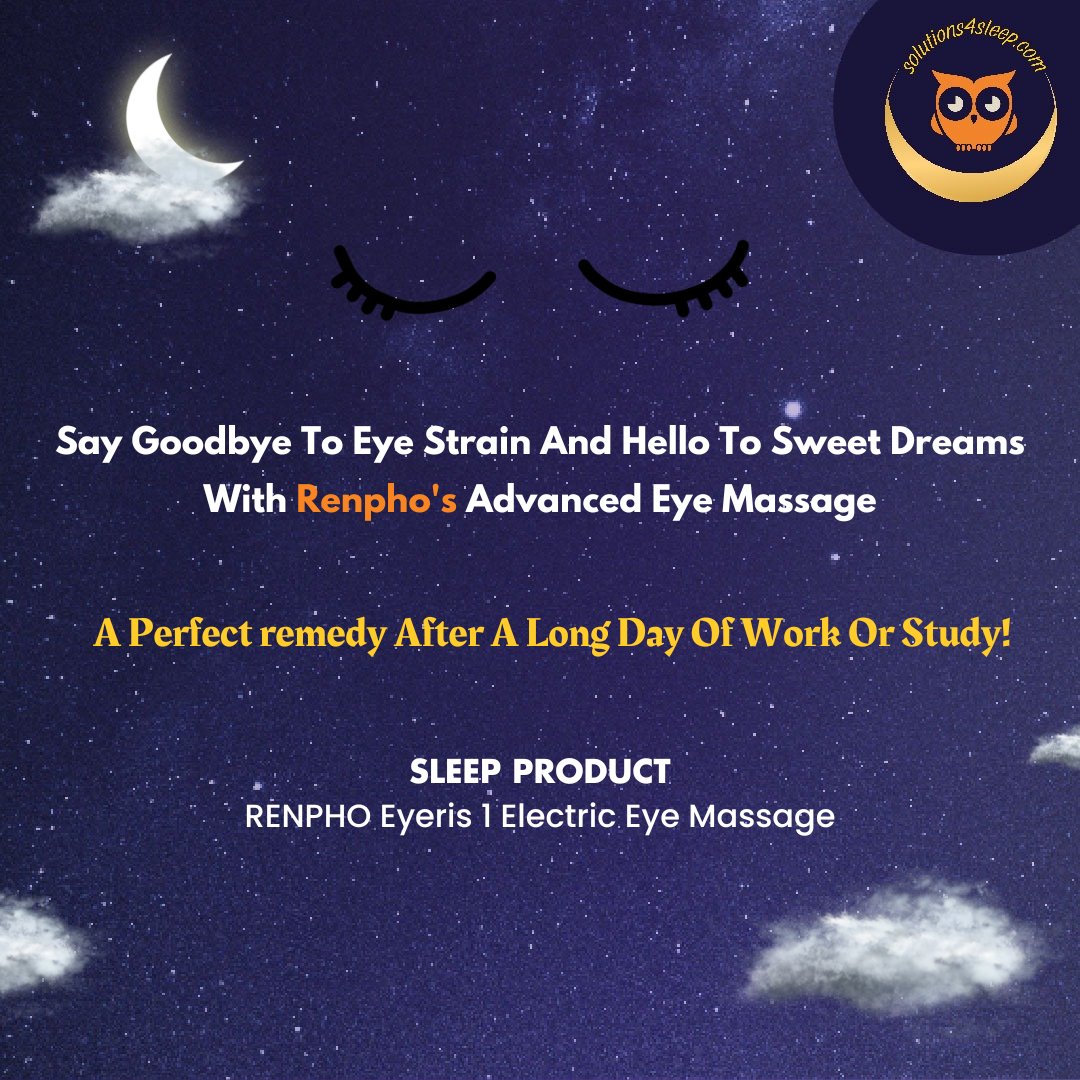 Goodbye eye strain, hello sweet dreams! Renpho's advanced eye massage is your perfect remedy after a long day.

#Sleeplessnights #Solutionforsleep #SleepTight #SleepCoach #SleepProblem #SleepBetter #Bedtime #Sleepy #BedtimeRoutine #SleepProduct #SweetDreams #EyeMassage #Perfect