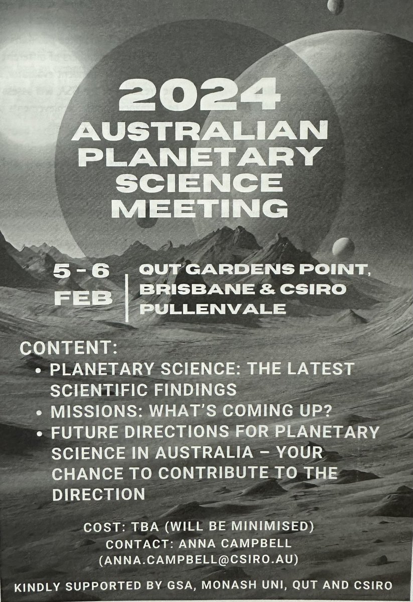 2024 Australian Planetary Science Meeting #planetaryscience #geology #geophysics #planetarygeoscience #csiro #geodynamics #educatingspace @marssocietyoz @CSIRO @ArjaRoxe @AussieAstrobio @GeoSocAustralia @QUTSpace #Mars