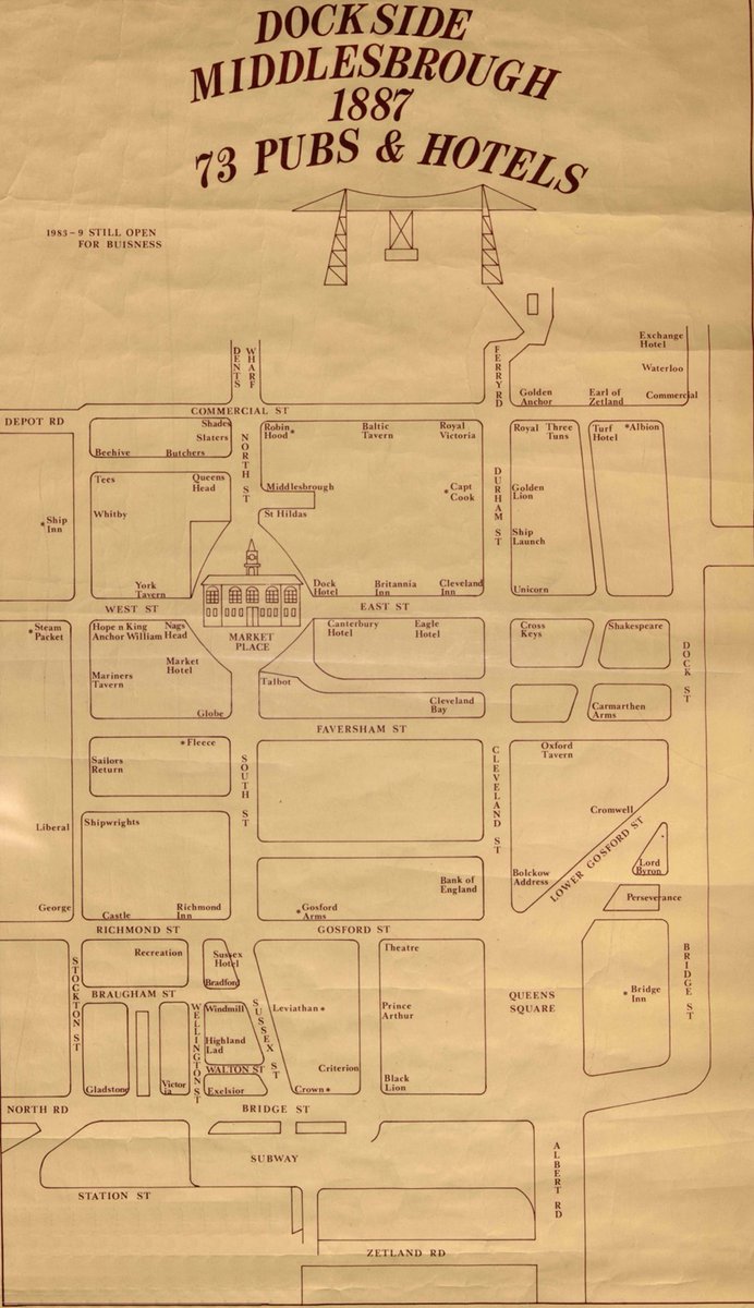 A map from 1887 showing all the 73 pubs and hotels you could find in Middlesbrough (then known as 'the town of rampant sin'!), courtesy of @TeessideArchive. Who could you #JustCall to reminisce about nights out on the town? historybeginsathome.org #EndLoneliness #HBAHPubs