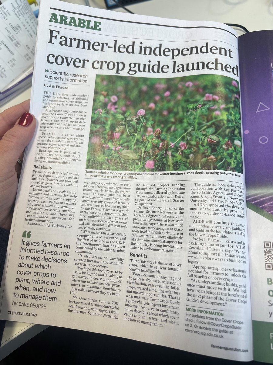 CoverCropsGuideUK (@covercropsguide) on Twitter photo Thank you <a href="/FarmersGuardian/">Farmers Guardian</a> for featuring the new <a href="/CoverCropsGuide/">CoverCropsGuideUK</a> 😃
We welcome farmer feedback to continue to develop this: covercropsguide.co.uk
<a href="/Izzyeames1/">Izzy Eames</a> <a href="/davidpurdysoils/">David Purdy</a> <a href="/CliveWood15/">Clive Wood</a> <a href="/UniofNewcastle/">Newcastle University</a> <a href="/angusgowthorpe/">Angus Gowthorpe</a> <a href="/AHDB_Cereals/">AHDB Cereals</a> <a href="/Kingscrops/">Kings</a> <a href="/FarmerScientist/">FarmerScientist</a> <a href="/YorksAgSoc/">Yorkshire Ag Society</a> Thank you <a href="/FarmersGuardian/">Farmers Guardian</a> for featuring the new <a href="/CoverCropsGuide/">CoverCropsGuideUK</a> 😃
We welcome farmer feedback to continue to develop this: covercropsguide.co.uk
<a href="/Izzyeames1/">Izzy Eames</a> <a href="/davidpurdysoils/">David Purdy</a> <a href="/CliveWood15/">Clive Wood</a> <a href="/UniofNewcastle/">Newcastle University</a> <a href="/angusgowthorpe/">Angus Gowthorpe</a> <a href="/AHDB_Cereals/">AHDB Cereals</a> <a href="/Kingscrops/">Kings</a> <a href="/FarmerScientist/">FarmerScientist</a> <a href="/YorksAgSoc/">Yorkshire Ag Society</a>